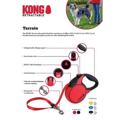 KONG Retractable Lead Terrain Red